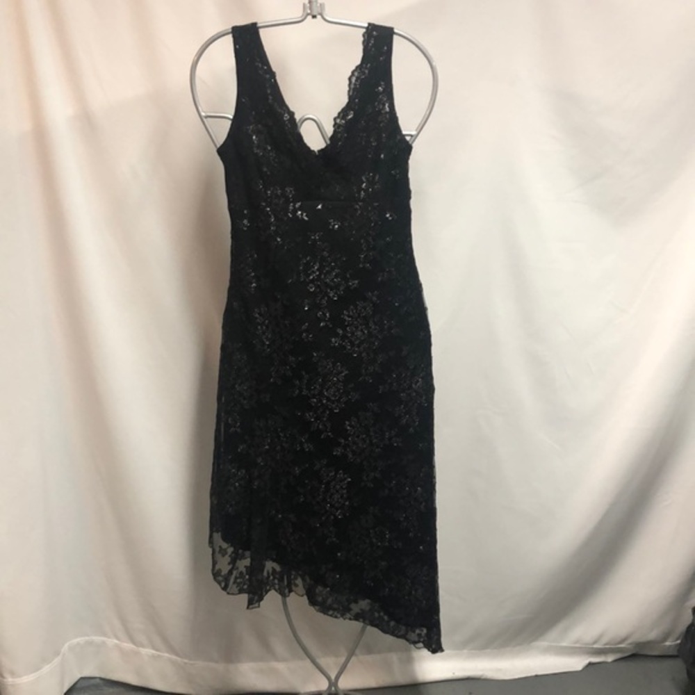 Elegant laced shine asymmetrical bottom dress Med